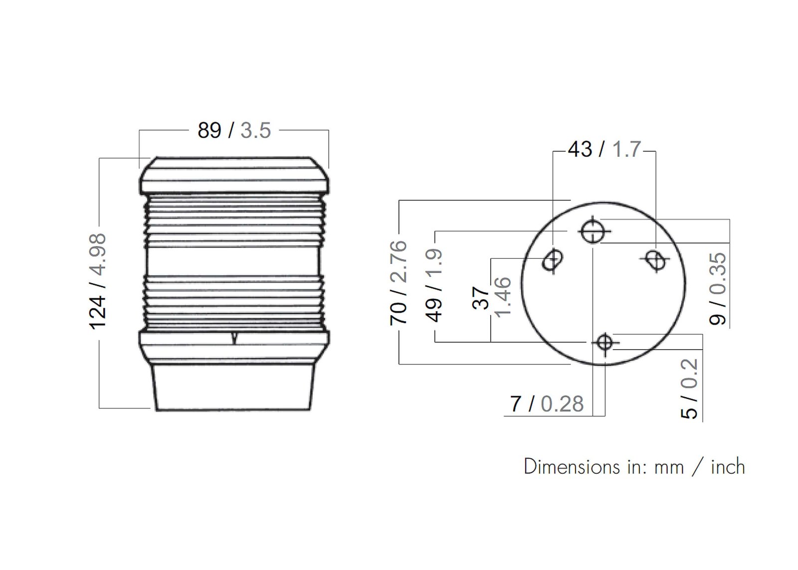Aqua Signal Serie 40 360° horgonyfény, fekete, 24 V, 10 W