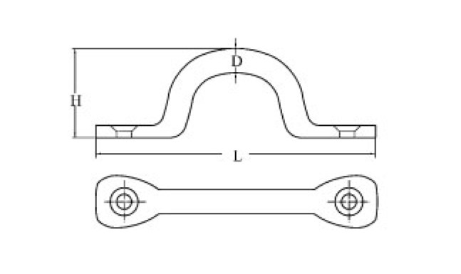 Omega rozsdamentes AISI 304, 60 mm – A: 22 mm / B: 30 mm / L: 60 mm