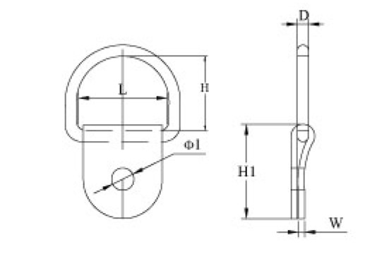 D-gyűrű szerelőtalppal A4 saválló – L: 43 mm / H: 28 mm / D: 11 mm