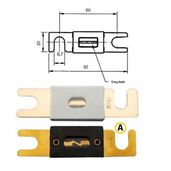 ANL/CNL szalagbiztosíték 100 A, 8,7 mm villatávolság – 100 Amper