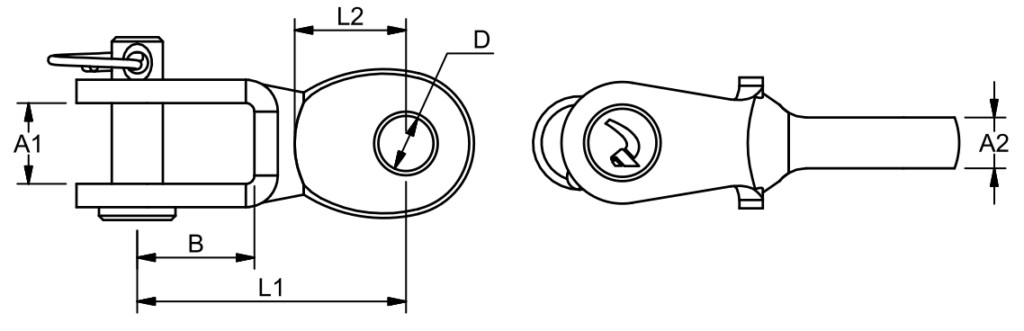 Blue Wave toggle (csuklós bekötő), A4 / AISI 316 – Csapszeg Ø 12,0 mm
