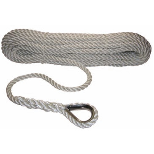 Csavart poliészter horgonykötél niro szemmel (fehér) – 30 m x10mm