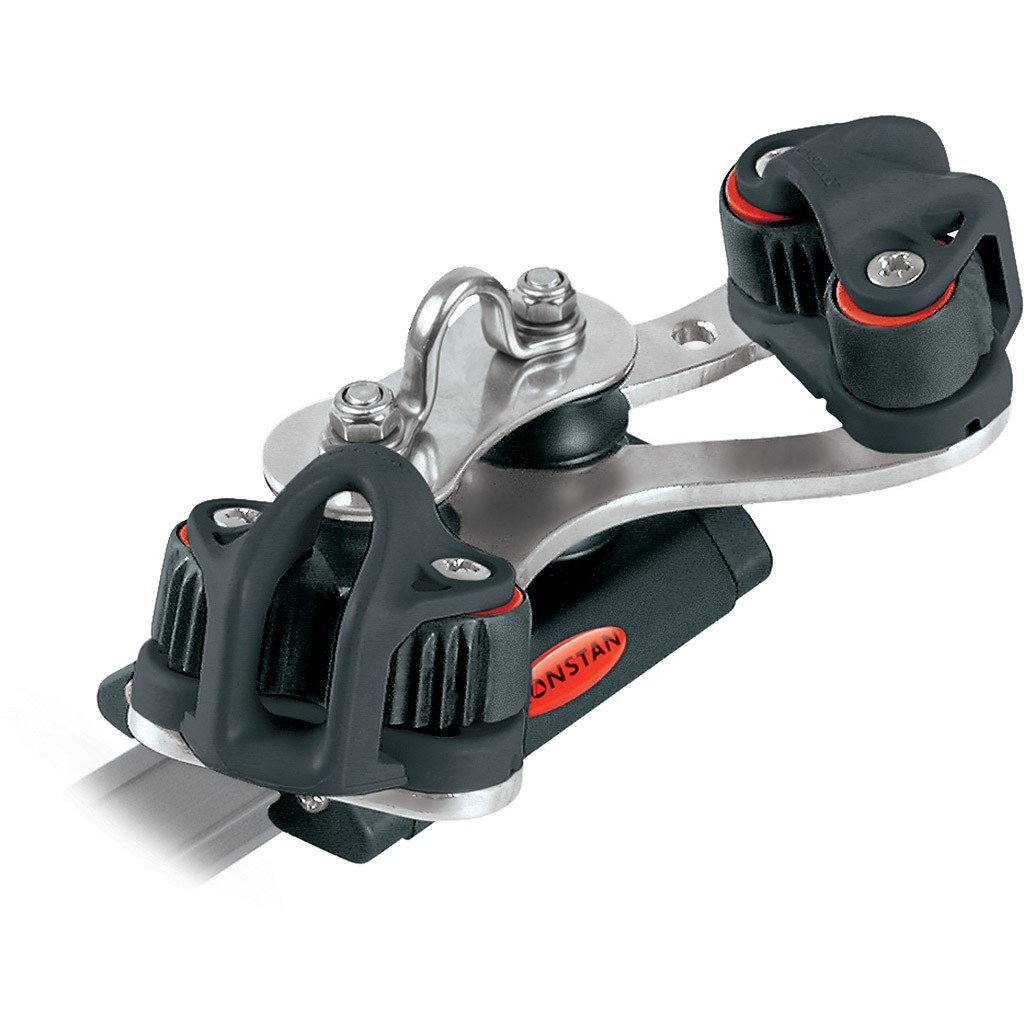 Sínkocsi Ronstan RC11921, 4 terelőcsigával és 2 kötélfogóval – RC11921, 85 × 47 mm