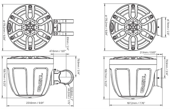 DS18 NXL-PS6 / NXL-PS8 pod hangszóró (csőre szerelhető) – NXL-PS6 6”