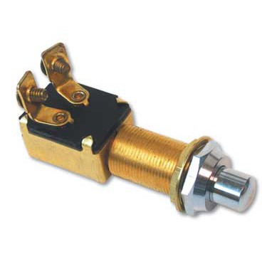 Kürt- és indítógomb, krómozott nyomógomb, 12 V