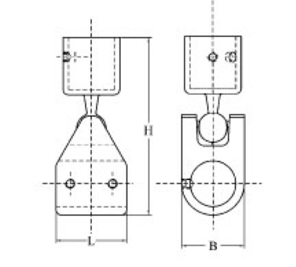Nirosta A4 relingcső bilincs gömbcsuklóval, 22 mm – 22 mm csőhöz