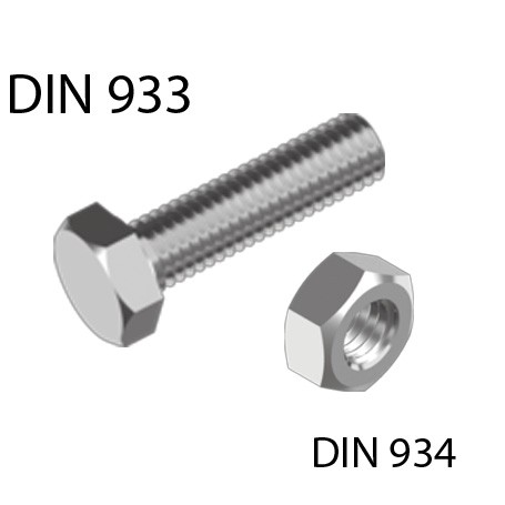Hatlap fejű csavar DIN 933 – M 12 x 100 1 db + anya