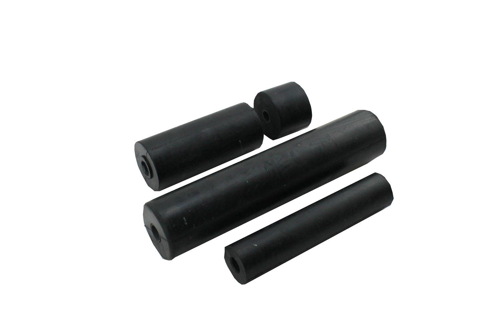 Hengeres kiel-/oldalgörgő, keménygumi – Ø64 mm, tengely Ø13 mm, 50 mm