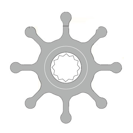 Impeller lapátkerék 57,1 × 31,5 mm – 16 mm reteszhornyos (Key Drive) tengely (neoprén)