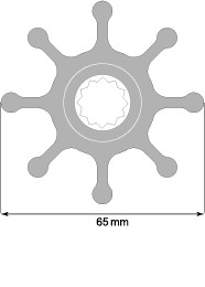 Impeller lapátkerék 65,0 × 36,5 mm – 16 mm sokfogú tengely (neoprén)