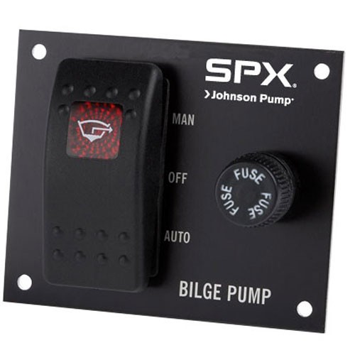 Johnson Pump fenékvízszivattyú-kapcsolópanel – 24 V – 24 V / AUTO–OFF–MANUAL