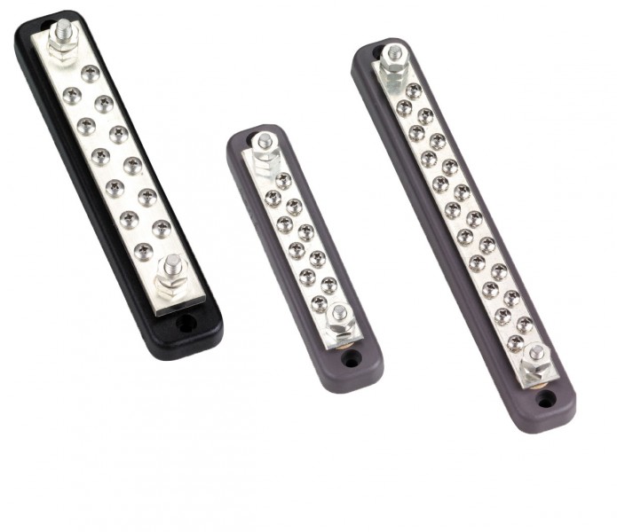 Áramelosztó sín, 20 csatlakozós, 150 A – 232x32x Mag. 35mm 20 csatlakozó