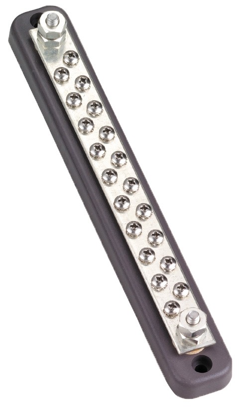 Áramelosztó sín, 20 csatlakozós, 150 A – 232x32x Mag. 35mm 20 csatlakozó