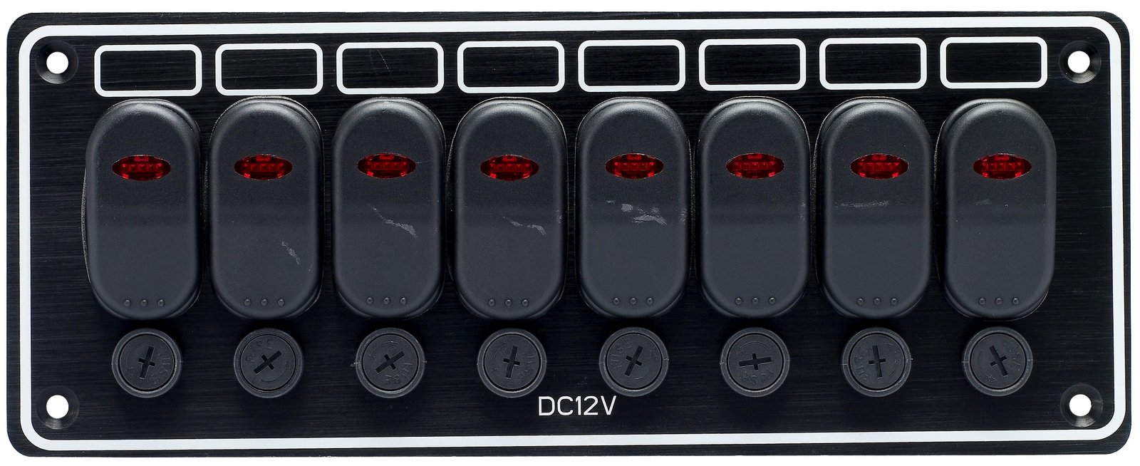 Kapcsolótábla 8 kapcsolóval, vízszintes, IP65 – 8 kapcsoló / vízszintes / 95 × 240 mm