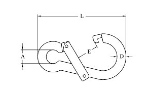 AQUINOX karabíner, nagy horognyílással – Hossz: 80 mm