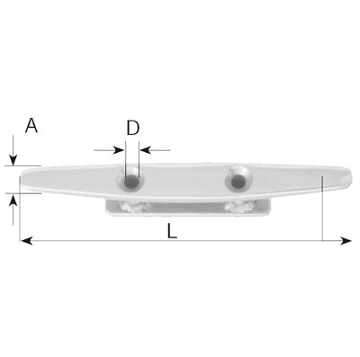 AISI 316 kikötőbak, 2 furatos, 150 mm – AISI 316 / 150 mm / 2 furat / M5