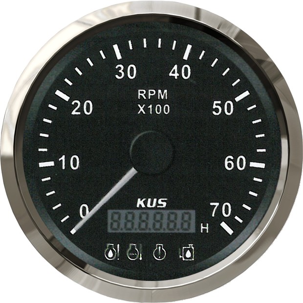 KUS fordulatszámmérő üzemóra-számlálóval (külmotor, 7000 f/p) – Fekete 7000 f/p