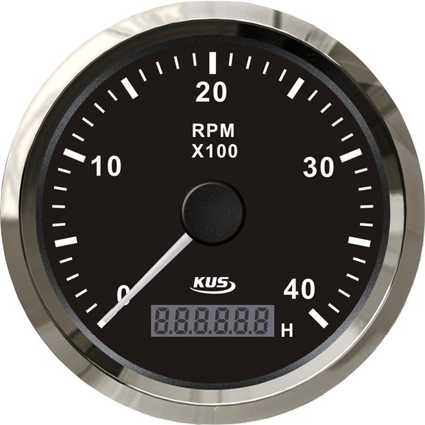 KUS fordulatszámmérő üzemóra-számlálóval (belmotor) – Fekete 4000 f/p