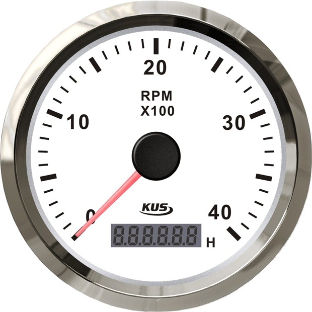 KUS fordulatszámmérő üzemóra-számlálóval (belmotor) – Fehér 4000 f/p