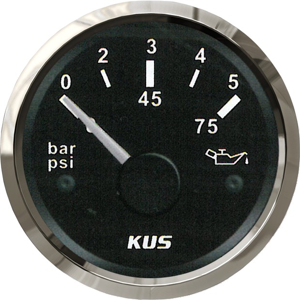 KUS olajnyomásmérő – Fekete 0–5 bar