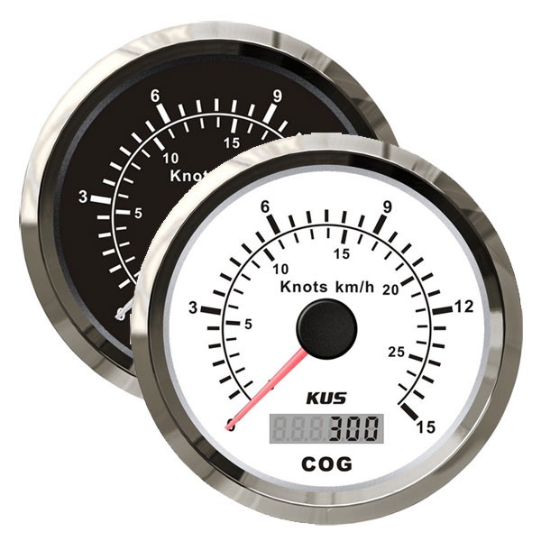 KUS torlónyomásos sebességmérő (csomó/km-h) – Fehér 0–30 csomó / 55 km/h