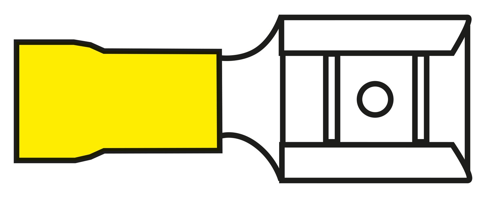 Előszigetelt lapos csúszósaru – 9,5 mm, sárga (4,0–6,0 mm²)