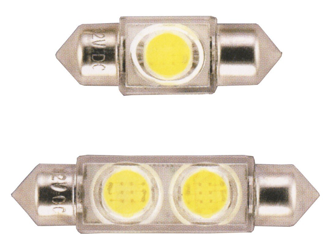SV8.5-8 LED szofita izzó, 12 V, 42 mm, meleg fehér, 56 lumen – 42 mm / 6x0,5 W SMD LED / meleg fehér / 56 lumen
