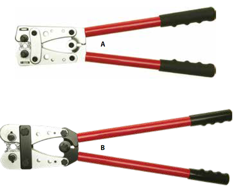Nagyteljesítményű présfogó kábelsaruhoz – A modell, 6–50 mm², 390 mm