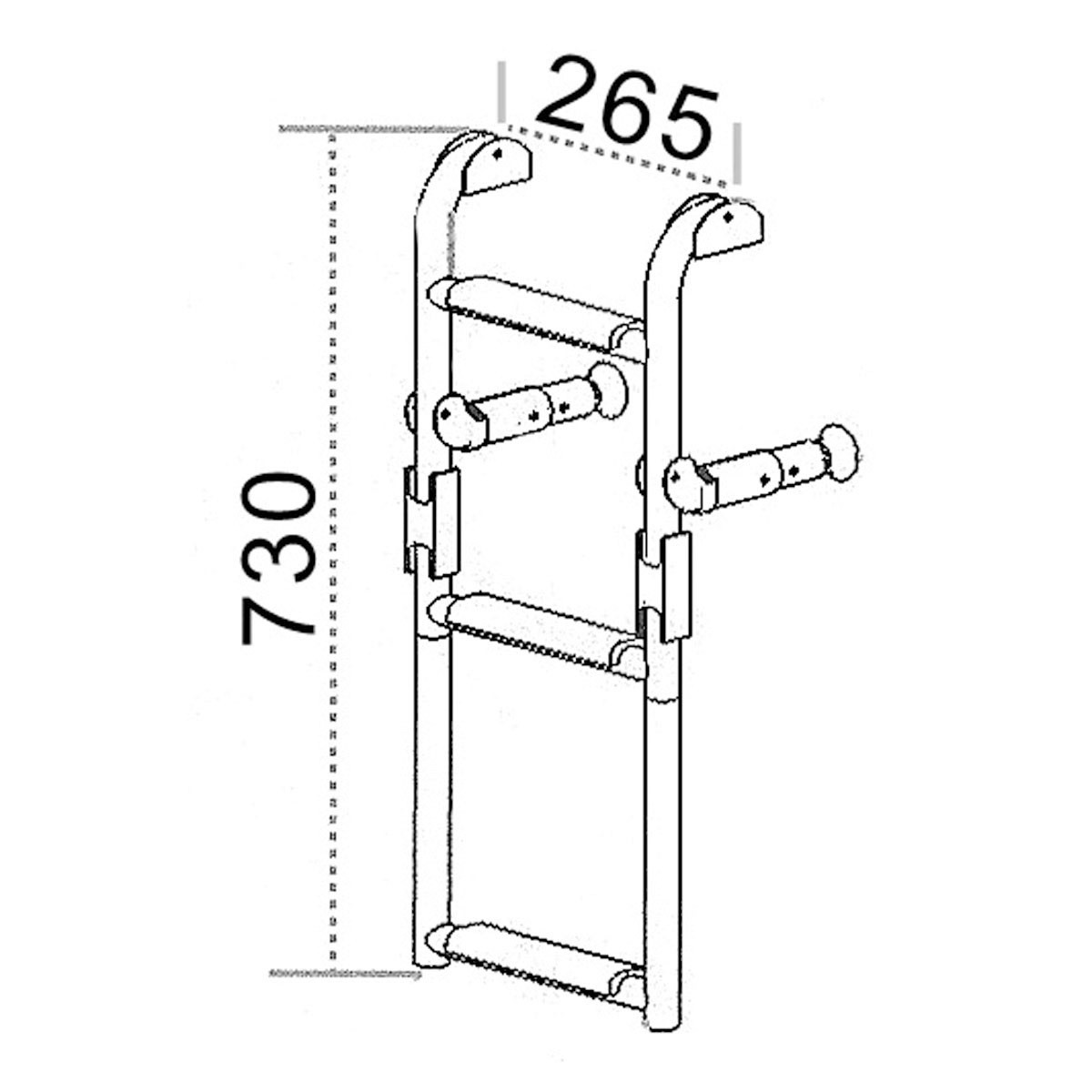 Összecsukható fürdőlétra – 1+2 fok Hossz:73cm