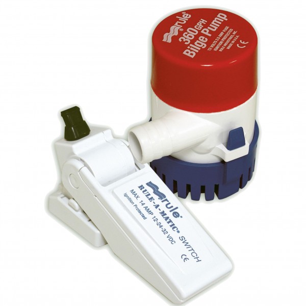 Rule 360 fenékvíz-szivattyú – 1360 l/h, 12 V (úszókapcsolóval)