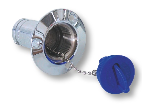 Krómozott fedélzeti vízbetöltő csonk, 50 mm – víz / 50 mm tömlő / 70 mm