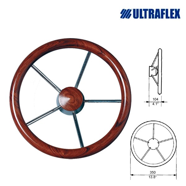 Ultraflex V62 hajókormány kerék, 350 mm, mahagóni markolattal – V62 / 350 mm / mahagóni markolat
