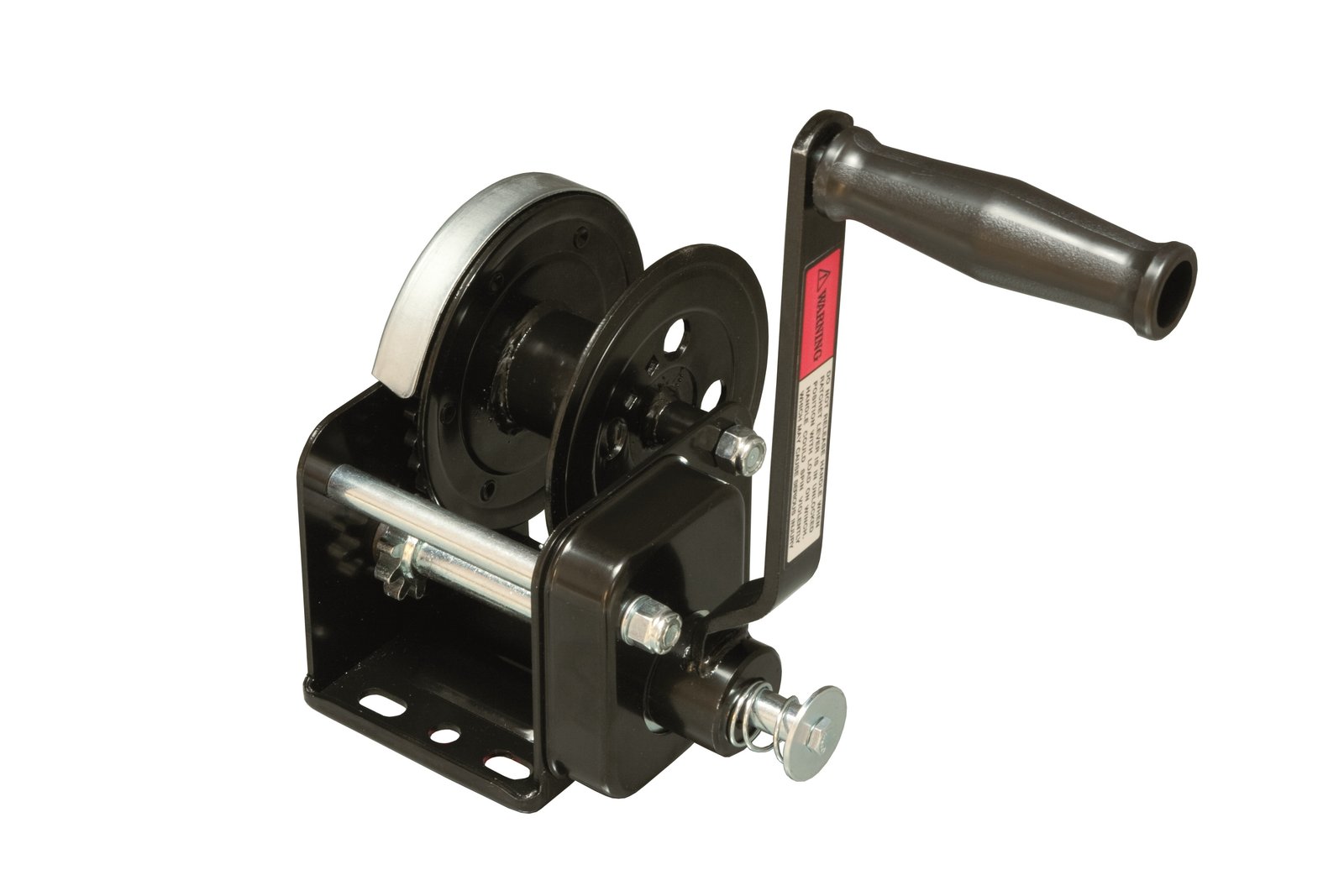 Önfékező utánfutó csörlő, TÜV, 360 kg – 360 kg, áttétel 1:4, kar 19 cm, heveder 45–50 mm