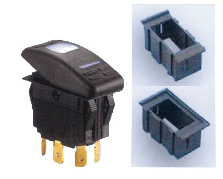 LED-es panelkapcsoló, pillanat-ki-pillanat, 3 pólus, 12 V