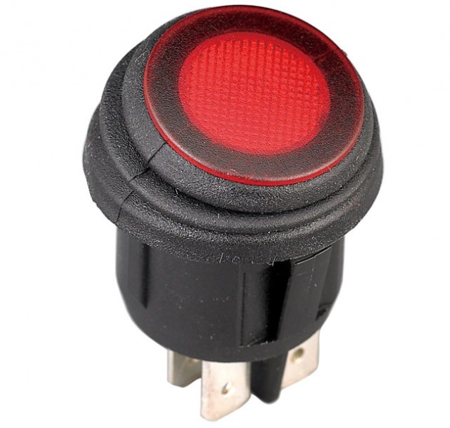 Kerek LED-es vízálló kapcsoló, be-ki, 4 pólus, 12 V