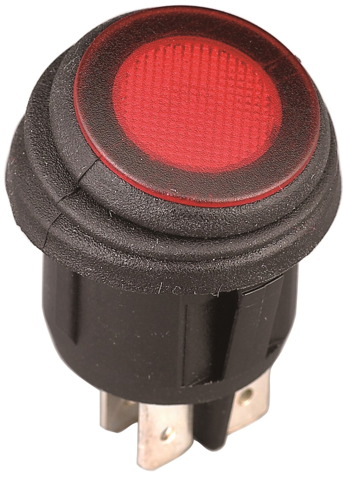 Kerek LED-es vízálló kapcsoló, be-ki, 3 pólus, 12 V