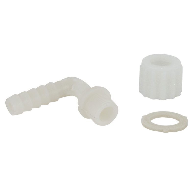 Víztartály vízkivételi könyök 3/8” x 12 mm, fehér