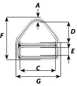 Wichard heveder vég AISI316L – (E) Háromszög+ fűző 6x45mm