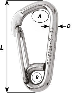 Wichard karabínerhorog fix szemmel, nagy szájnyílás – Hossz: 120 mm