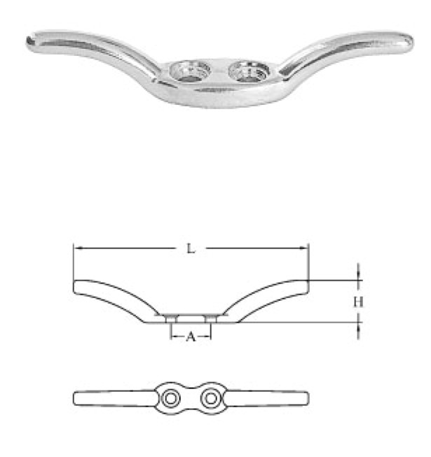 AISI 316 zászlórúd kötélbak, 66 mm